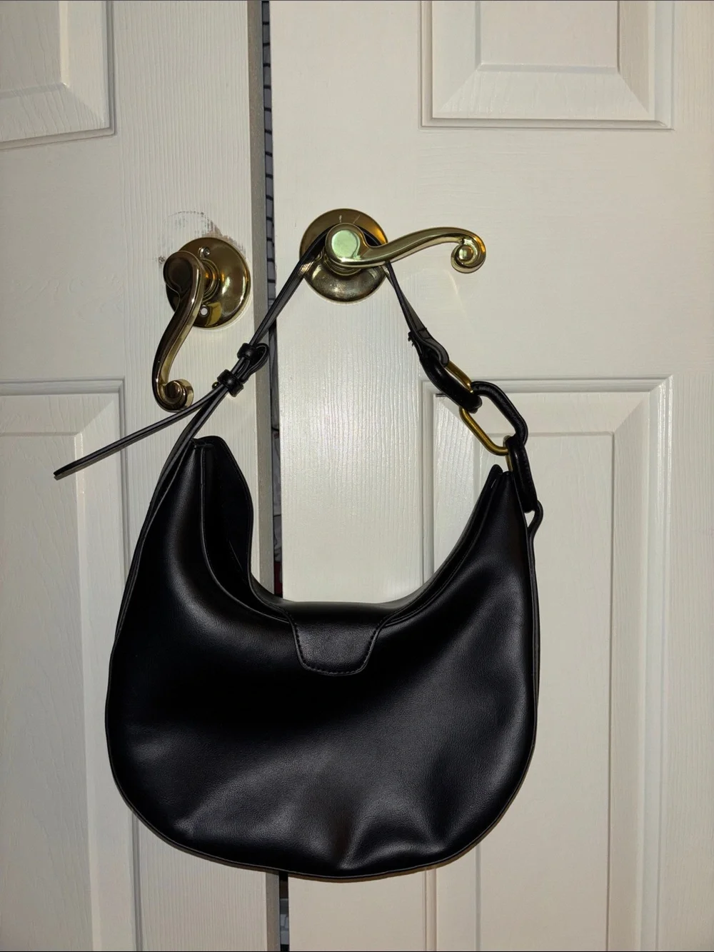 Madison West Black Pleather Hobo Bag Purse